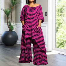 Load image into Gallery viewer, Plus Size Women Autumn Casual Irregular Asymmetric Wide Leg Pants Two Piece Home Wear