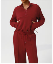 Load image into Gallery viewer, Sports Pants Sweatshirt Women High Waist Casual Wide Leg Pants Autumn Winter Yoga Workout Clothes Warm Set