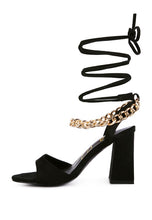 Load image into Gallery viewer, Gone Gurl Metal Chain Lace Up Sandals