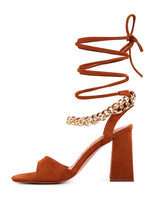 Load image into Gallery viewer, Gone Gurl Metal Chain Lace Up Sandals