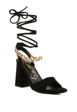 Load image into Gallery viewer, Gone Gurl Metal Chain Lace Up Sandals