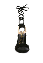 Load image into Gallery viewer, Gone Gurl Metal Chain Lace Up Sandals