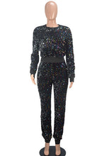 Load image into Gallery viewer, WOMEN FASHION SEQUIN TWO PIECE PANT SET