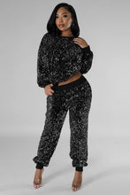 Load image into Gallery viewer, WOMEN FASHION SEQUIN TWO PIECE PANT SET