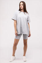 Load image into Gallery viewer, Cotton Round Neck Top &amp; Biker Shorts Set