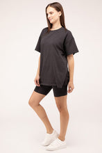 Load image into Gallery viewer, Cotton Round Neck Top &amp; Biker Shorts Set