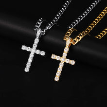 Load image into Gallery viewer, Iced Cross Tennis Chain Necklace