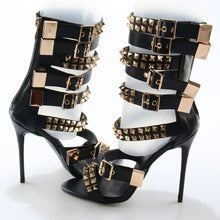 Load image into Gallery viewer, Golden Rivet High-Heel Sandals