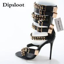 Load image into Gallery viewer, Golden Rivet High-Heel Sandals