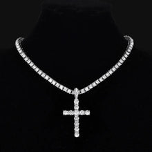 Load image into Gallery viewer, Iced Cross Tennis Chain Necklace