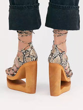 Load image into Gallery viewer, Lace-Up Gladiator Wedge Sandals