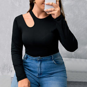 Plus Size Black Thread Knitted Top