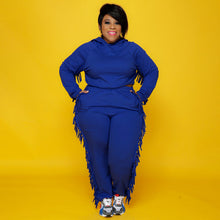 Load image into Gallery viewer, Fringe Benefits Black Fringe Two-Piece Set