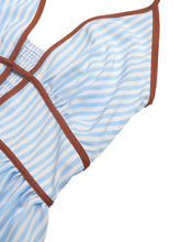 Load image into Gallery viewer, Summer V neck Striped Holiday Dress Elegant Backless Sleeveless Halter Maxi Dress Women