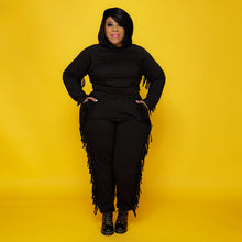 Load image into Gallery viewer, Fringe Benefits Black Fringe Two-Piece Set