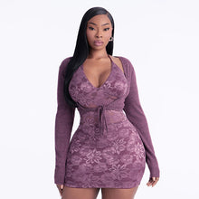 Load image into Gallery viewer, Noir Lace Halter Mini Set