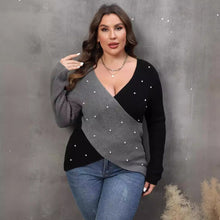 Load image into Gallery viewer, Beaded Colorblock Statement Sweater