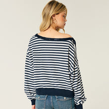 Load image into Gallery viewer, Cold Shoulder Stripe Sweater