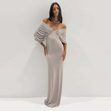 Load image into Gallery viewer, Bare Shoulder Column Maxi Dress