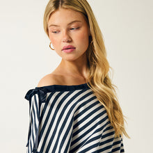 Load image into Gallery viewer, Cold Shoulder Stripe Sweater
