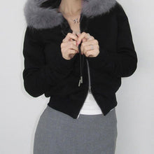 Load image into Gallery viewer, Fur Trim Double-Zip Hoodie