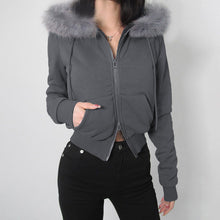 Load image into Gallery viewer, Fur Trim Double-Zip Hoodie
