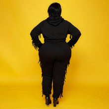 Load image into Gallery viewer, Fringe Benefits Black Fringe Two-Piece Set