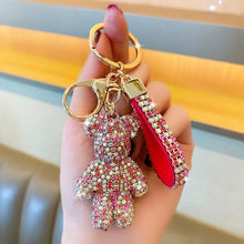 Load image into Gallery viewer, Crystal Bear Bag Charm Keychain