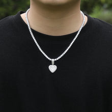 Load image into Gallery viewer, Iced Heart Baguette Pendant Necklace