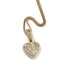 Load image into Gallery viewer, Iced Heart Baguette Pendant Necklace