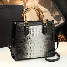 Load image into Gallery viewer, Bamboo Handle Croc Leather Bag