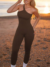 Load image into Gallery viewer, Ribbed One-Shoulder Active Jumpsuit