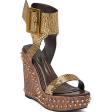 Load image into Gallery viewer, Rivet Pop Wedge Sandals