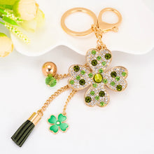 Load image into Gallery viewer, Lucky Clover Rhinestone Keychain
