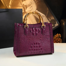 Load image into Gallery viewer, Bamboo Handle Croc Leather Bag