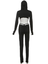 Load image into Gallery viewer, After Dark Hooded Cutout Jumpsuit