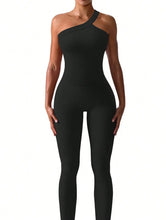 Load image into Gallery viewer, Ribbed One-Shoulder Active Jumpsuit