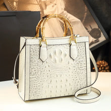 Load image into Gallery viewer, Bamboo Handle Croc Leather Bag