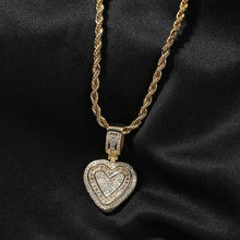 Load image into Gallery viewer, Iced Heart Baguette Pendant Necklace