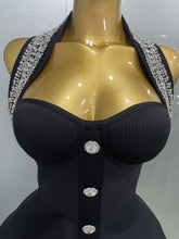 Load image into Gallery viewer, Crystal Noir Off-Shoulder Gown