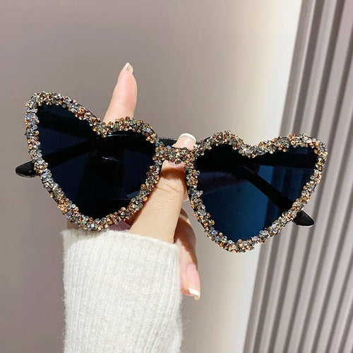 Heart-shaped Sun Glasses Bling Rhinestone