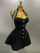 Load image into Gallery viewer, Crystal Noir Off-Shoulder Gown
