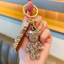 Load image into Gallery viewer, Crystal Bear Bag Charm Keychain
