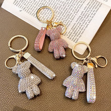 Load image into Gallery viewer, Crystal Bear Bag Charm Keychain