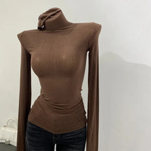 Load image into Gallery viewer, Sheer Stack-Neck Long-Sleeve Top