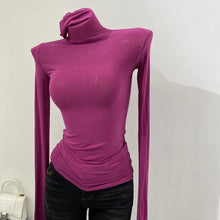 Load image into Gallery viewer, Sheer Stack-Neck Long-Sleeve Top