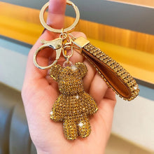 Load image into Gallery viewer, Crystal Bear Bag Charm Keychain