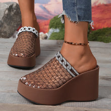 Load image into Gallery viewer, Ruby Rhinestone Net Wedge Sandals