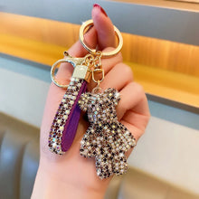 Load image into Gallery viewer, Crystal Bear Bag Charm Keychain