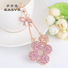 Load image into Gallery viewer, Lucky Clover Rhinestone Keychain